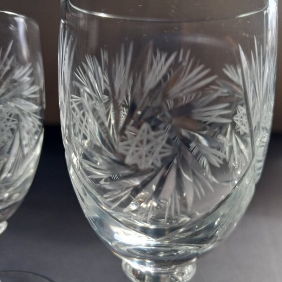 Crystal Liqueur Glasses Set of 4 Vintage Pinwheel Tulip Stemmed Glasses - Picture 4 of 9